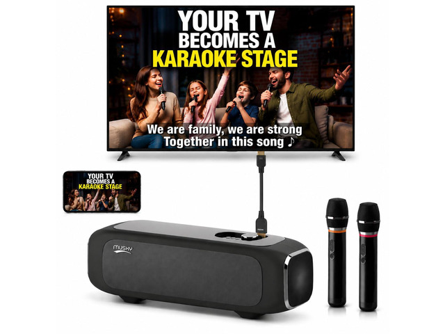 Karaoke Machine for TV with Dual Wireless Microphones, 6-Speaker Home Karaoke System, Screen Casting & HDMI 1080P Output,3D Surround Sound with DSP...