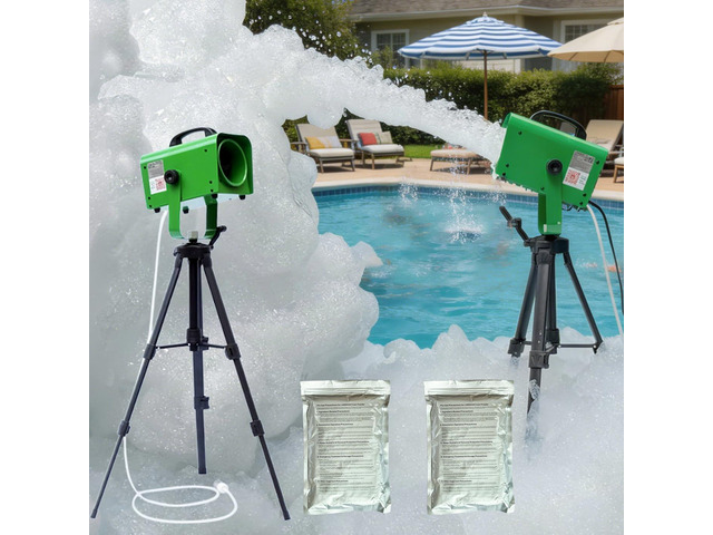 600W Foam Machine with Tripod Stand, Portable Party Foam Cannon Maker, Blue, Includes 2 Packs Foam Powder for Pool, Backyard, Outdoor Events,...