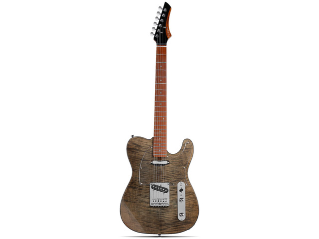 TL Electric Guitar - Flame Maple Top, Mahogany Body, Maple Neck - Alnico V Pickups - Solid Choice for Beginners & Intermediate Players (Black Flame)