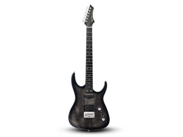 Electric Guitar,Thunderstorm ST Style Solid Body Electric Guitar, Flamed Maple Top, Purple Fixed Bridge, Railway Pickup, 24 Frets,for Beginner...