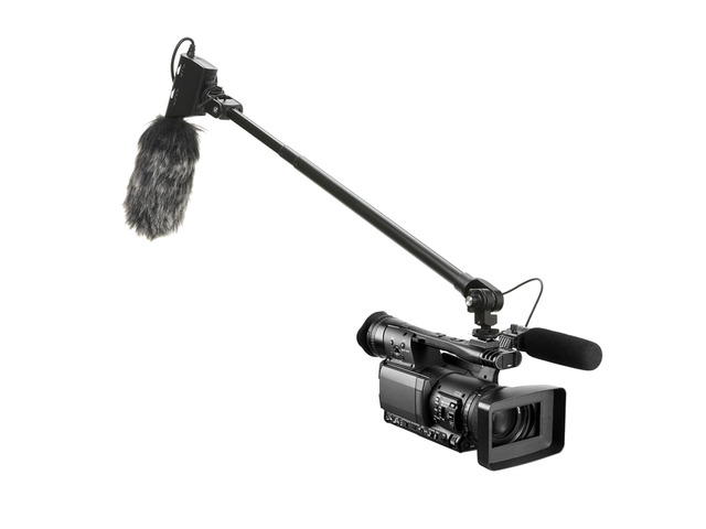 ZJ08 Extendable Cold Shoe Mic Arm Pole with Built-in 3.5mm Audio Cable, 3 Section Aluminum Microphone Boom Pole for Cold Shoe Microphones, Angle...