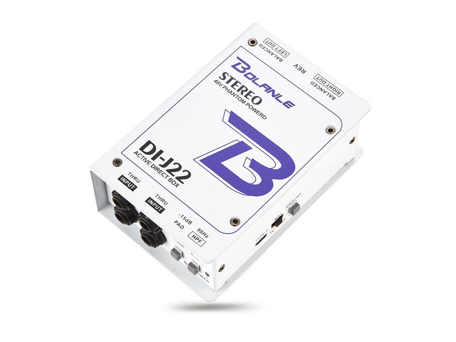 J22 Active Stereo DI Box, Dual Channel Direct Box with 48V Phantom/9V Battery/USB Power, XLR 1/4 inch, Ground Lift, Polarity Switch for Guitar,...