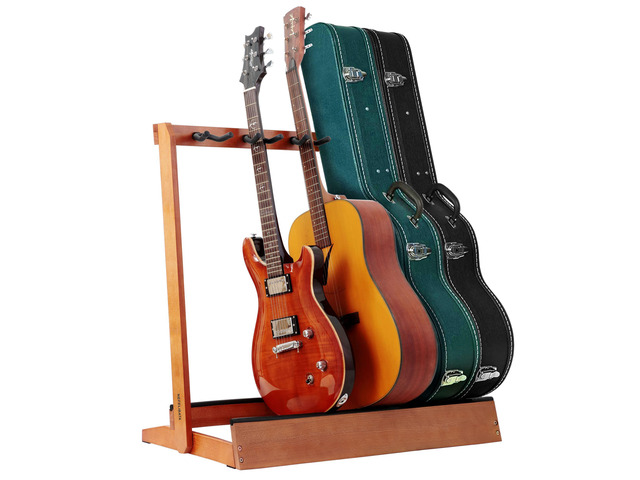 Multiple Guitar Stand 5 Holders Wooden Guitar Stands Floor Rack for Guitars and Case,Electric,Acoustic Guitar, Bass, Cello-German Ash wood