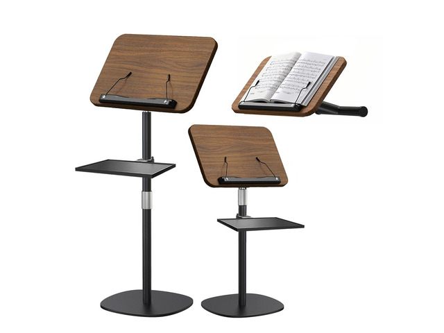 2-in-1 Wooden Music Stand, Floor & Tabletop Sheet Music Stand with Tray Music Stand for Sheet Music 16.5'-51' Adjustable Height & Tilting Angle,...