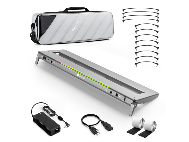 Pro Guitar Pedal Board with 12-Isolated High-Current Power Supply, PD-XL Aluminum Folding Extended 30% More Space Powered Pedalboard Includes...