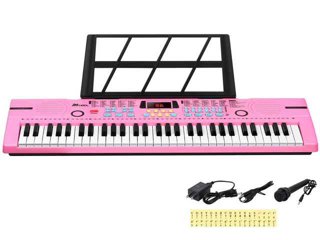 Kids Keyboard 61 Keys, Beginner Electronic Piano with One-Key Teaching 100 Tones & Rhythms, Portable Music Keyboard for Children with Microphone,...