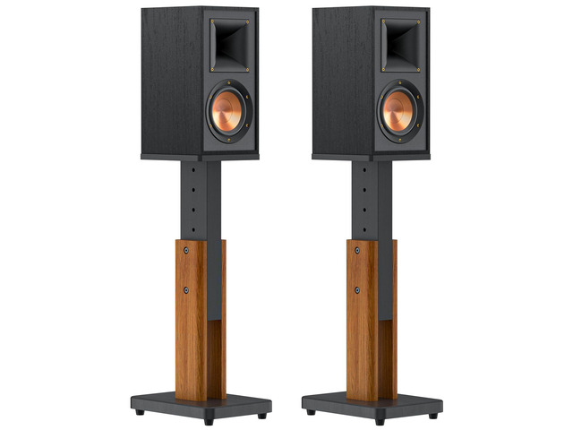 Height Adjustable Speaker Stands Pair for Studio Monitor & Bookshelf Speaker Stands-Wood Grain Floor Speaker Stands for Klipsch, ELAC, JBL, KEF,...