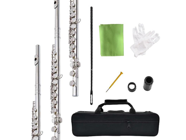 flute 16-hole closed-hole C-tone nickel-plated, beginner to play graded flute, with box and cleaning kit