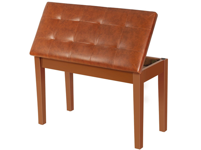 Wooden Duet Piano Bench with Padded Cushion and Storage Compartment for Music Books 29.13''x12.99''x18.11''(Brown)