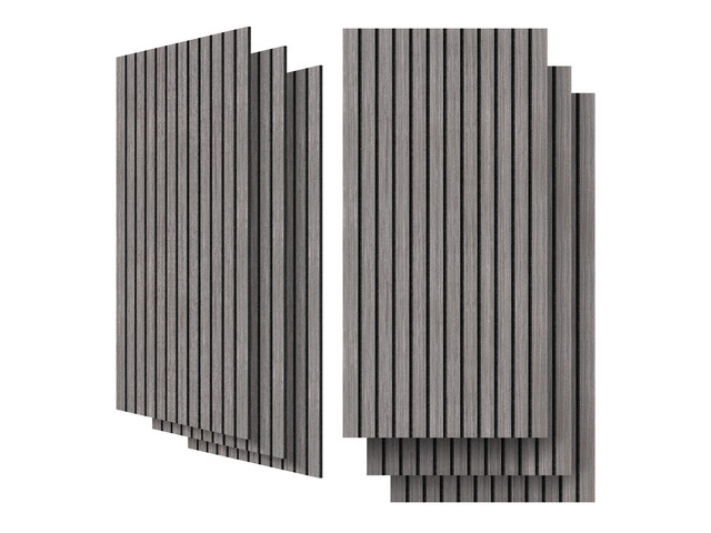 6 Pack Acoustic Panels, 47.2' x 23.6'Sound Proof Panel,Grey , 0.4' Thick, Polyester Fiber Core with Wood Veneer, Easy to Cut & Install