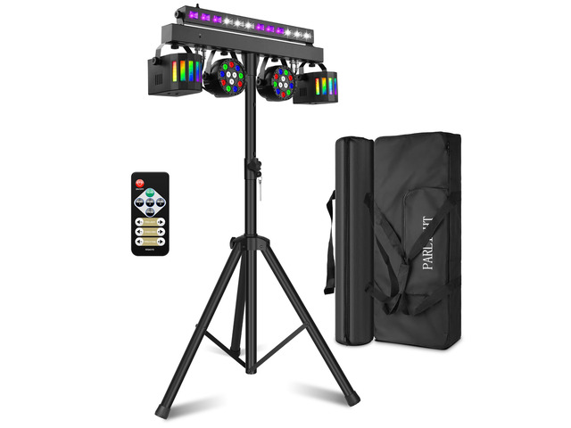 DJ Lights with Stand for Party All-in-One LED Stage Lighting System for Weddings Club Gig Bar Band Disco Booth Live Show Events Sound Activated...