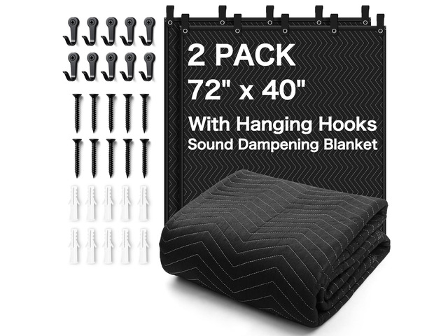 2PCS 72' x 40' Sound Dampening Blanket with Grommets,Heavy Duty Sound Absorbing Blanket for Recording Studio,Noise Reduction Soundproof...