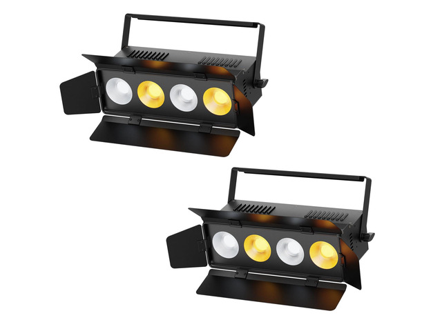 Stage Lights with Barn Doors, 4x50W LED Par Can Lights DMX512 Sound Activated, Cool White and Warm White COB Spotlights Uplights for Events Wedding...