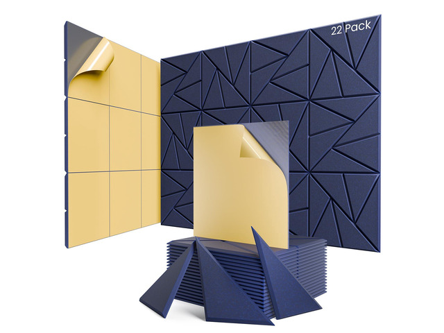 22 Pack Acoustic Panels with Self-Adhesive, 12'X 12'X 0.4'Sound Proof Foam Panels, Sound Panels High Density, Soundproof Wall Panels for Home...