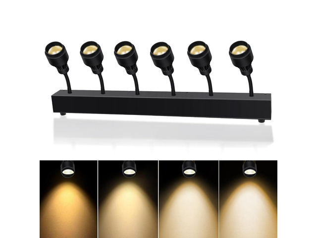 Pinspot Light Bar,6PC LED Pinspot Stage Lights Disco Ball Manual Zoom(15-60 Degree) 3200K Dimmable Warm White DMX Sound Activated Lights for Party...