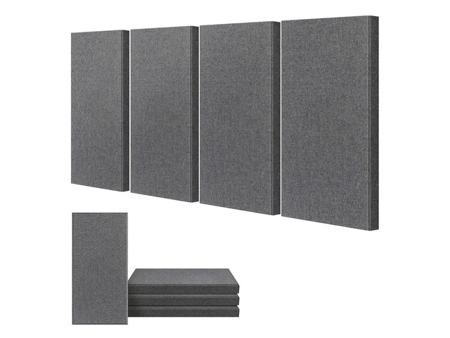 4 PCS Acoustic Panels, 2 Thick 23.6' x 11.8' Fiberglass Sound Absorbing Panels, Soundproof Panels for Studios, Office, Home Theater. Charcoal Grey