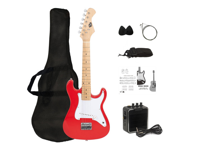 32 Inch Kids Electric Guitar Beginner Kit, Junior Size Mini Electric Guitar for Children with 5W Amplifier and Guitar bag, Unisex Red