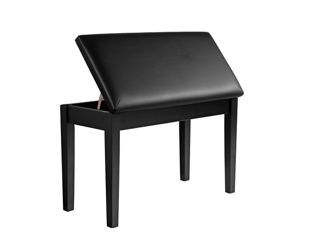 Duet Piano Bench with Padded Cushion and Storage Compartment, Piano Chair Seat, 13.4 x 29.1 x 19.7 Inches, Ink Black ULPB75BK