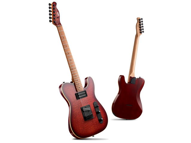 Electric Guitar with Alnico V Pickups, Solid Body, Cherry Burst Alnico V HH, Roasted Canadian Maple Neck, 3D Wave Finish. Pro-grade tone,...