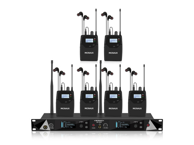 Wireless in Ear Monitor System, 2 Channel UHF Pro Mono IEM System for Singer Musicians, 2x40 Frequencies, 330ft Range, Rack Mount Transmitter and...