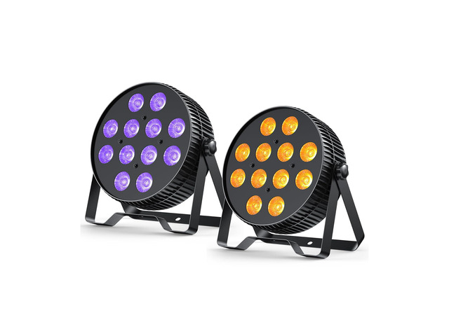 12X18W LED Stage Light,6-in-1 RGBAL+UV DJ Par Lights-2 Packs 12W*18 PCS RGB+Lime Amber UV LEDs, Auto/Sound/DMX512/Master-Slave, Ideal For...