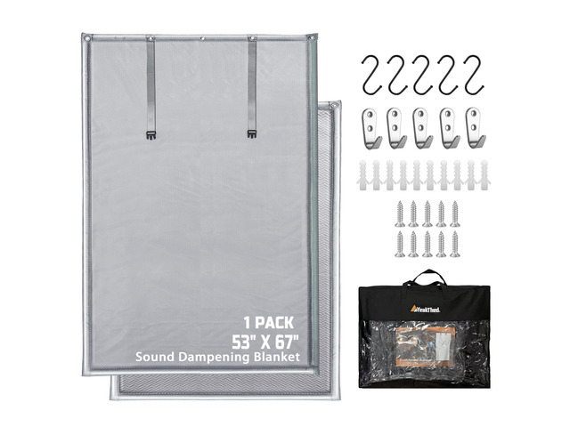 Soundproof Curtains 53' x 67' Acoustic Sound Barrier Dampening Blanket for Doors & Windows, Noise Blocking Blackout Curtain, Use for Recording...