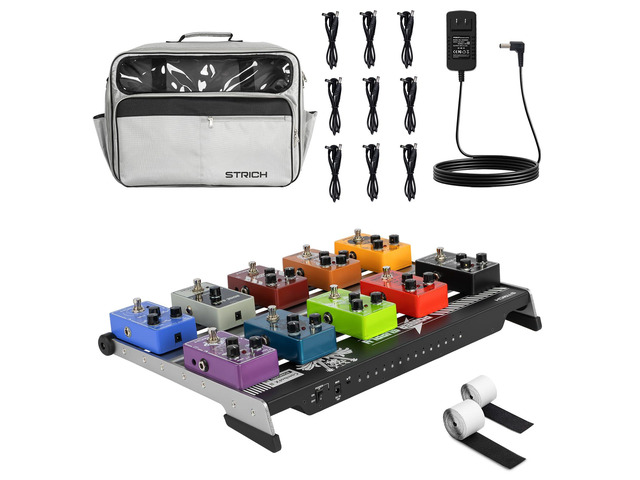 ComboFX II Guitar Pedal Board with Built-in Power Supply, 14 Outputs 9V 12V 18V, 18 x 12.2' Lightweight Aluminum Pedal Board 2.6LB with Pedal...