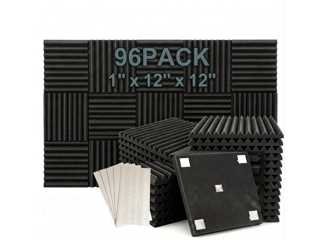 96 Pack Medium Sale Acoustic Foam Soundproof Foam(Accompanied By Double-Sided Adhesive Tape) (96 Black)