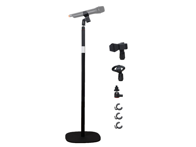 Mic Stand Floor Microphone Stand with Heavy Weighted Base, Adjustable Height from 18' to 63', Singing Stand with Mic Holder, Cable Clips
