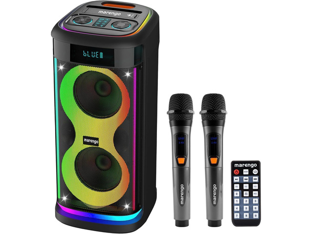 Karaoke Machine for Adults, Portable Bluetooth Speaker with 2 Wireless Microphones 500W(Peak), RGB Light Show, 10H, TWS Party Speaker for Party...