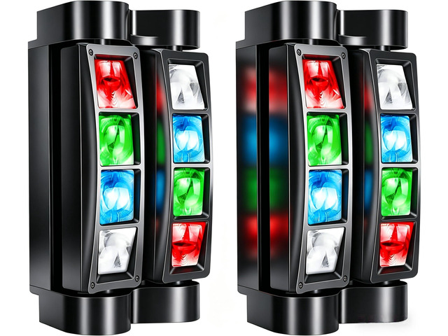 8x10W Spider Moving Head DJ Light, RGBW LED Stage Light 2 Packs 8 LED RGBW Beams, Sound Activated & DMX512 Control, Easy Install, Mini DJ Lights...