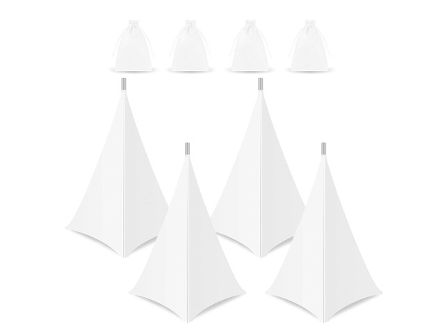 360 Degree DJ Speaker Stand Cover with Storage Bag 4 Pack, White Cable Concealment, for Stage Gig, Wedding and Banquet Event, Tripod Skirt Skrim