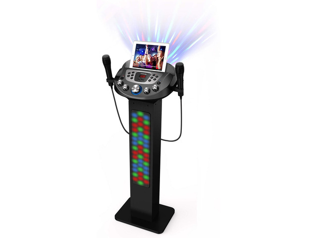 KS829-B Bluetooth Karaoke Machine l Pedestal Design w/Light Show l 4 Built-in Speakers & 2 Tweeters l Two USB for Bluetooth / MP3 Record & Playback...