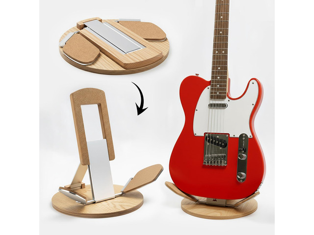 NordicStand Foldable Wooden Guitar Stand Universal Floor Stand for Acoustic, Electric, Bass & Ukulele Portable, Foldable & Eco-Friendly (Oak)