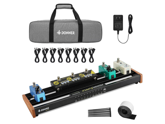 Guitar Pedal Board with Built-in Power Supply, Aluminium Alloy Small Pedalboard, DB-P100, 2.1Lb, 19.7 * 5.0 * 1.8'