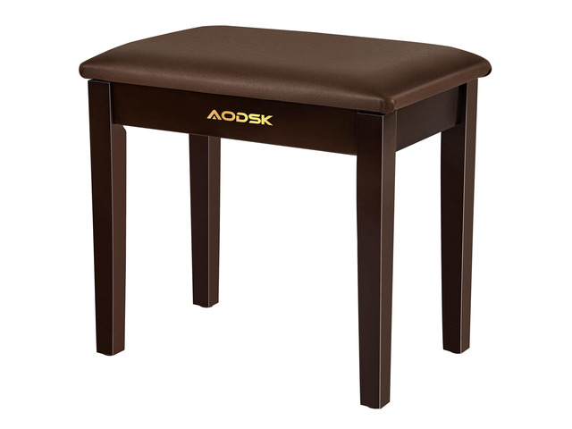 Piano Bench with Cushion,Solid Wood Keyboard Bench Piano Chair Piano Seat,Brown Piano Stool,13.21 x 21 x 18.2 Inches
