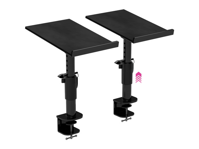 Studio Monitor Stands - Music Studio Desktop Speaker Stand - 2 Pack 12x9 Clamp-on Adjustable Short or Tall Speaker Support for Music Booth Desk...
