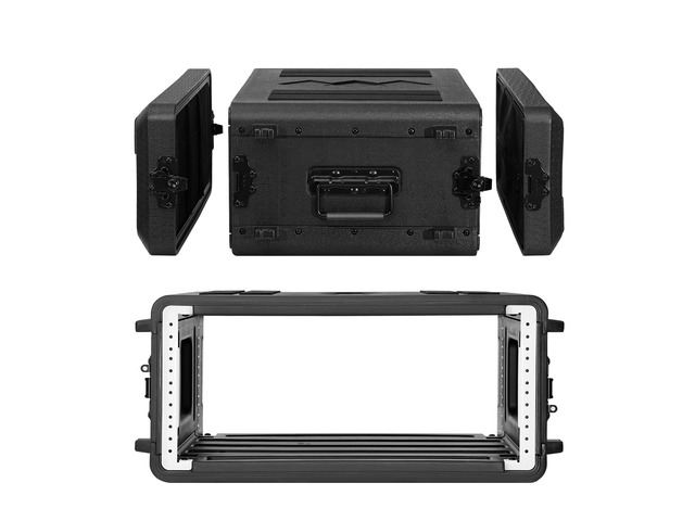 4U Rack Case Shallow 17' Depth, 19' Rackmount Flight Cases Easy Installation Portable Carry Watertight Dust Proof 2 Space Shockproof Mount Racks...