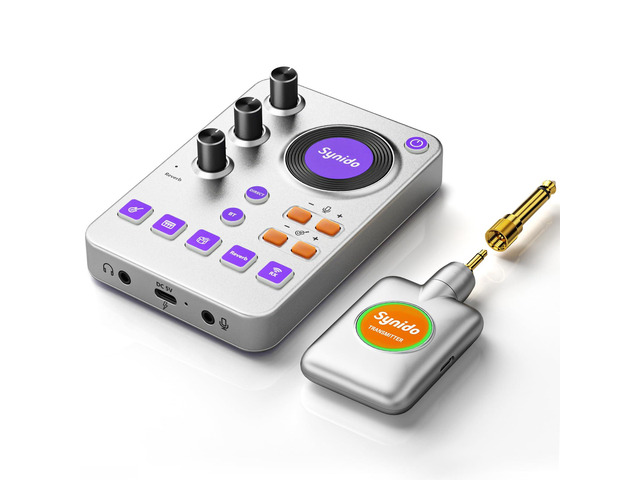 Wireless Guitar Sound Card, 24bit/96kHz Low Latency Audio Interface Built-in rechargeable battery & lightweight portable design, perfect for...