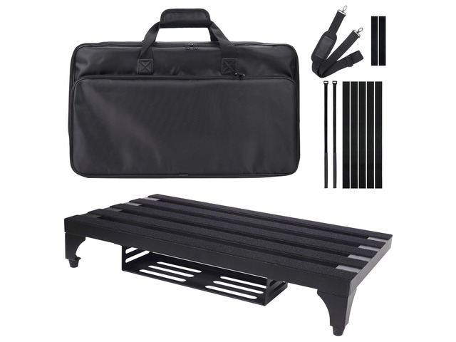 22' x 12.5' Aluminum Alloy Guitar Pedal Board with Power Supply Tray Includes Carry Case & Mounting Tapes, Power Supply Storage, Lightweight