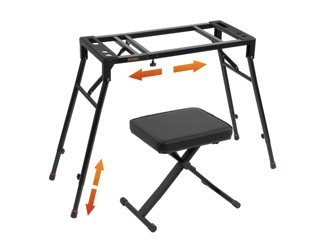 Collapsible Piano Keyboard Stand & Bench Set, Portable Digital Piano Stand for 54-88 Key Electric Pianos & X-Style Piano Bench, Music Keyboard...