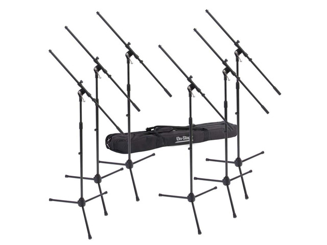 On-Stage MSP7706 Euro Boom 6 Mic Stands w/Travel Bag (For Vocal and Instrument Microphones, Height-Adjustable, Rugged, Lightweight, Steel, Standard...