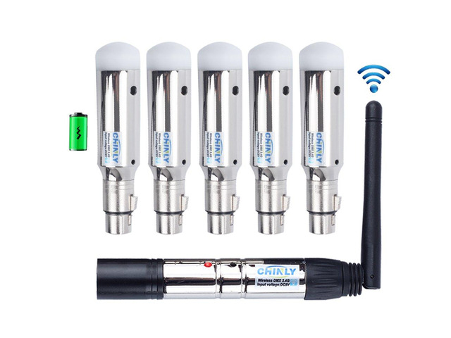 6pcs DMX512 DMX Dfi DJ 2.4G 5 Charging Wireless Receiver Built-in Battery & 1 Transmitter LED Lighting Control for LED Stage Par Party Light