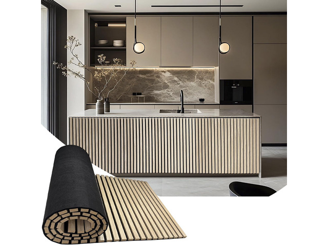 Acoustic Wood Panels for Wall,3D Flexible Fluted Sound Slat Panel (Oak) Soundproof,Absorbing,Noise Cancelling,94.5 x 23.6in