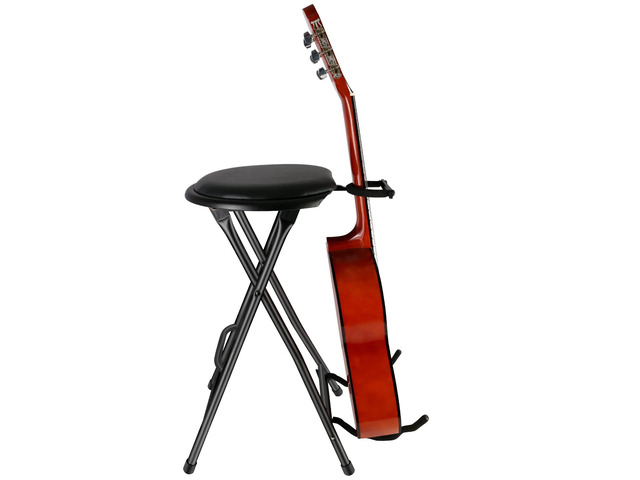Portable Guitar Stool with Guitar Stand Folding Guitar Chair with Cushioned Seat and Rubber Feet Guitar Stools for Adults for Home Studio,...