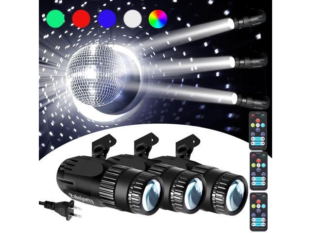 3 Pack Disco Ball Spotlight, 15W RGB Pinspot Light with Remote, 320° Rotation, 10+ Color Effects, 65' Cord for Ceiling, Stage, Club, Party