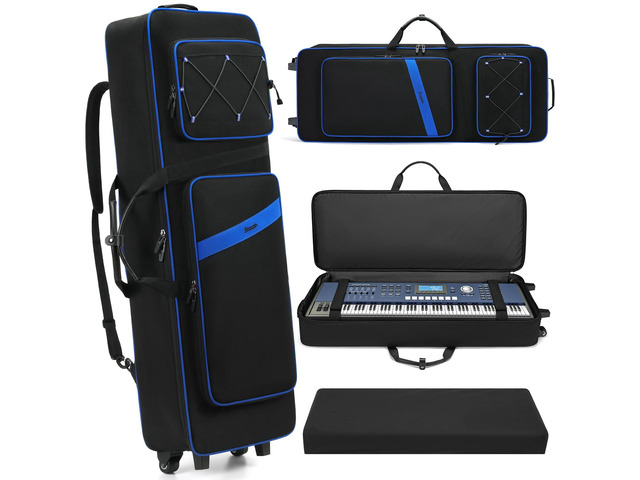 61 Key Keyboard Case with Wheels, Internal Size: 41.7'x 14.5'x 5.7', Waterproof Padded Rolling Gig Bag Keyboard Piano Case for 61 Key Piano...