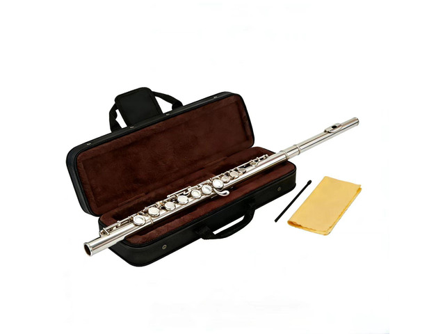 C Flute 16 Key Closed Hole - Beginner Flute to Professional Concert Flute Nickel/Silver Plated Flute Instrument with Cleaning Kit, Case & Tuning...