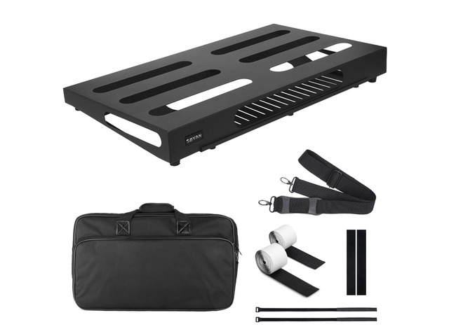 22' x 12.5' Guitar Pedal Board with Power Supply Tray Includes Carry Case & Mounting Tapes, Power Supply Storage, Steel Material
