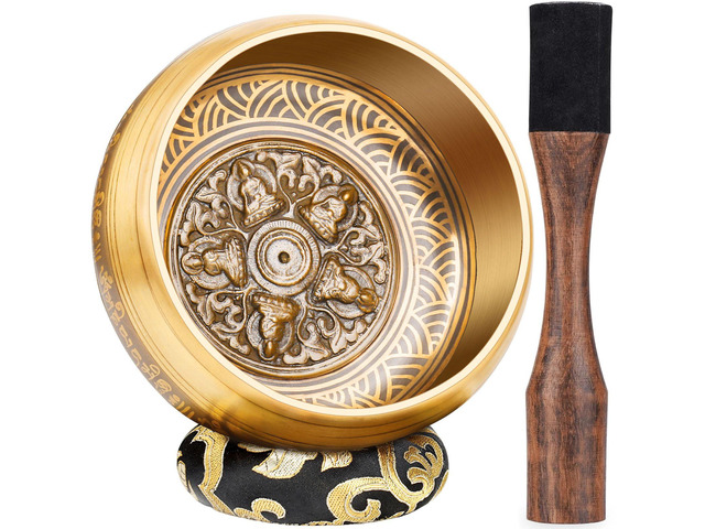 Tibetan Singing Bowls, Authentic Meditation Sound Bowls Handcrafted in Nepal for Yoga, Chakra Healing, Mindfulness, Self Care Spiritual Gifts for...